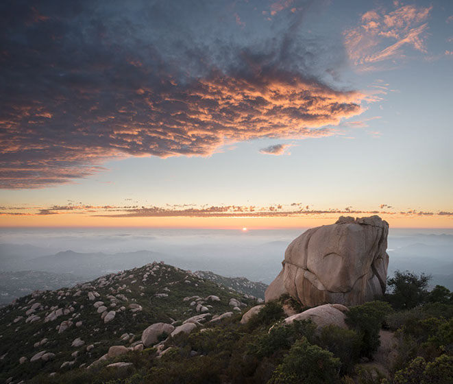 Color photograph of granite rocks on Mount Woodson, San Diego