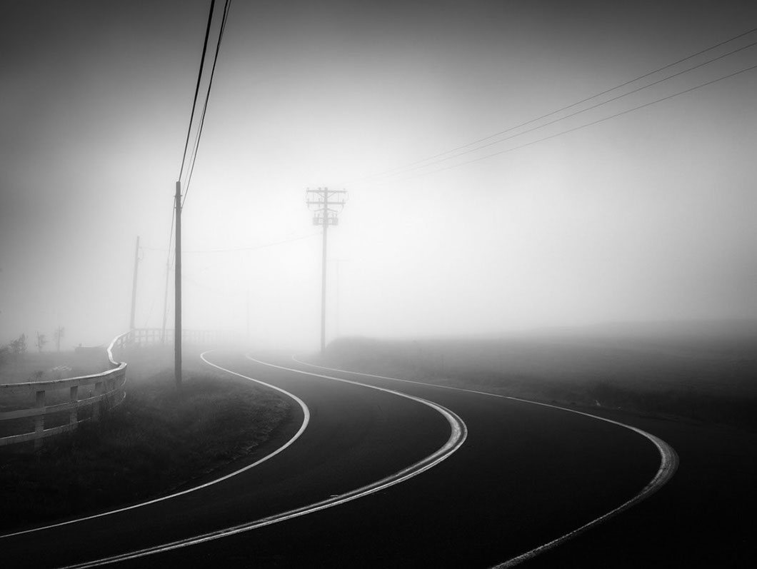 A foggy road in Ramona, San Diego