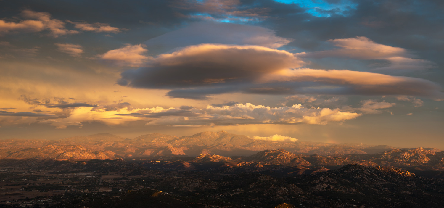Color photo of storm clouds over Mount Laguna, San Diego