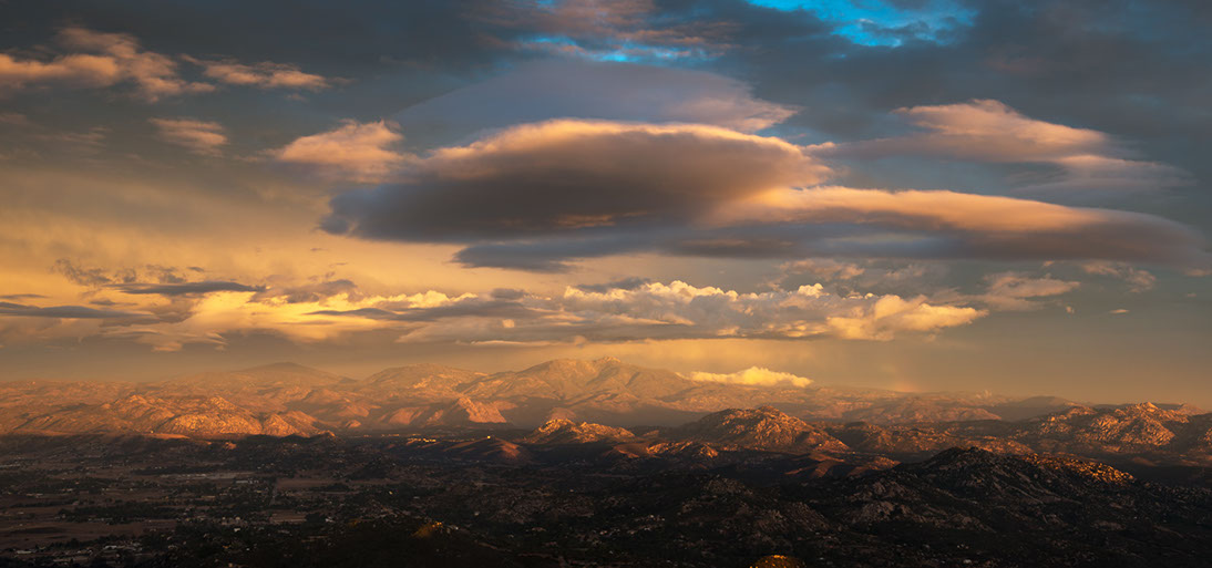 Color photo of storm clouds over Mount Laguna, San Diego
