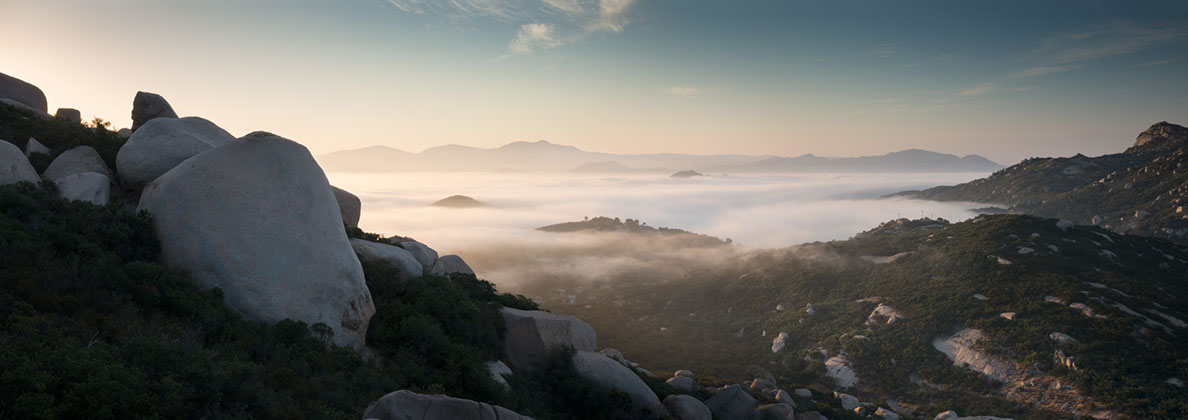 Color photo of fog in Ramona Valley, San Diego