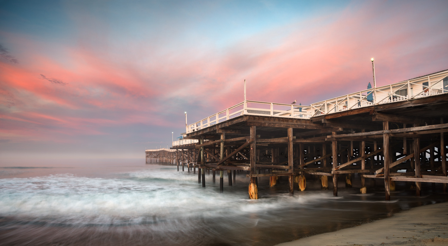 Color photo of the Crystal Pier in San Diego